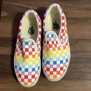 Rainbow checkered vans.In brand new condition.